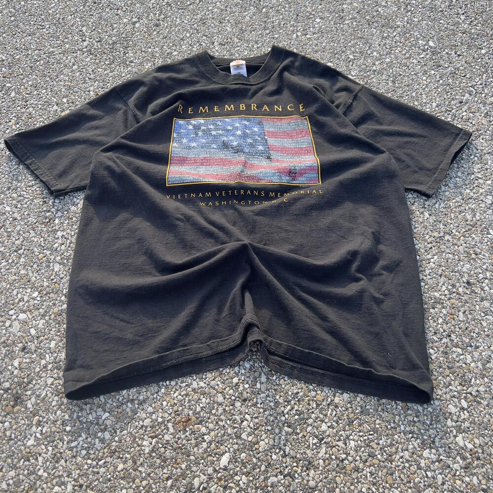 Vintage Vietnam Veterans Memorial Shirt Mens XL Black Remembrance Flag USA 90s